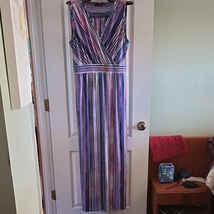 Nina Leonard Vibrant Striped Maxi Dress